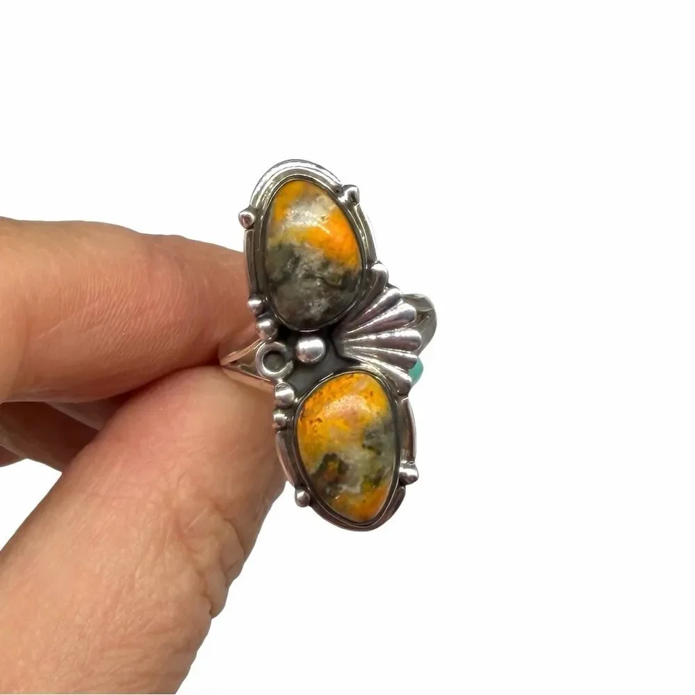 Bumblebee Jasper Ring Size 7 Solid 925 Sterling Silver